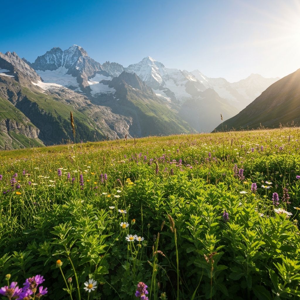 Schweizer Alpenwiesen mit natürlichen Kräutern